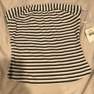 Free People Striped Ribbed tube top